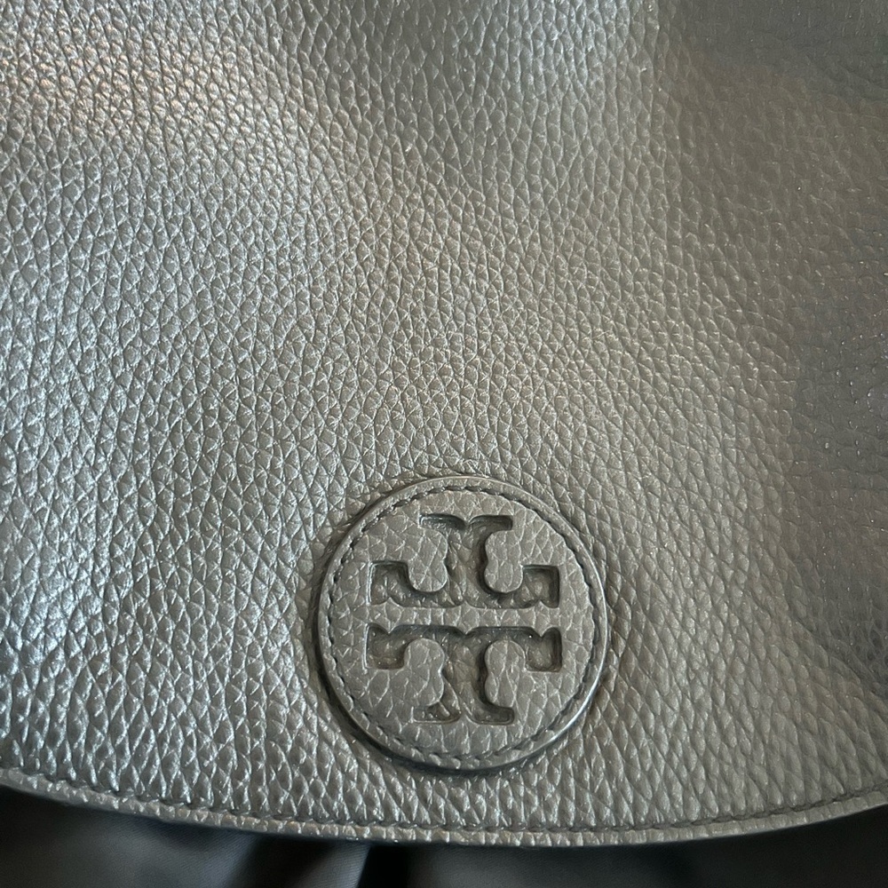 Tory Burch Metallic Gray Leather Bag diaper bag